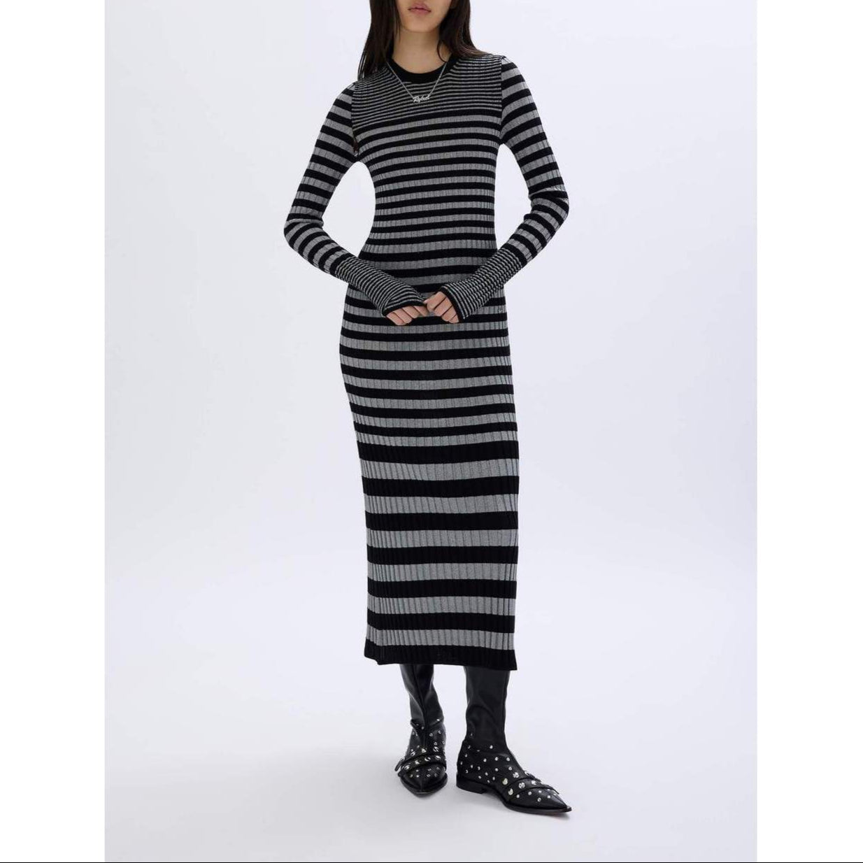 Vestido - Rayas Negro/Plata - Mujer