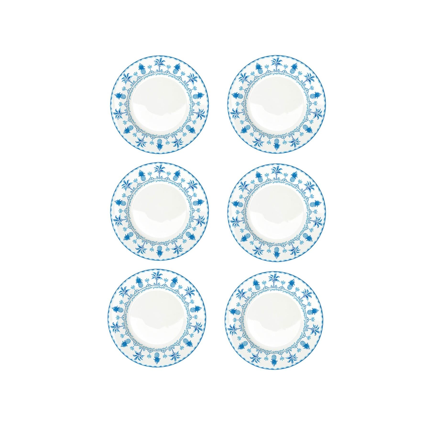 Exotic Vibes - Set De 6 Assiettes Plates - Porcelaine - Multicolore