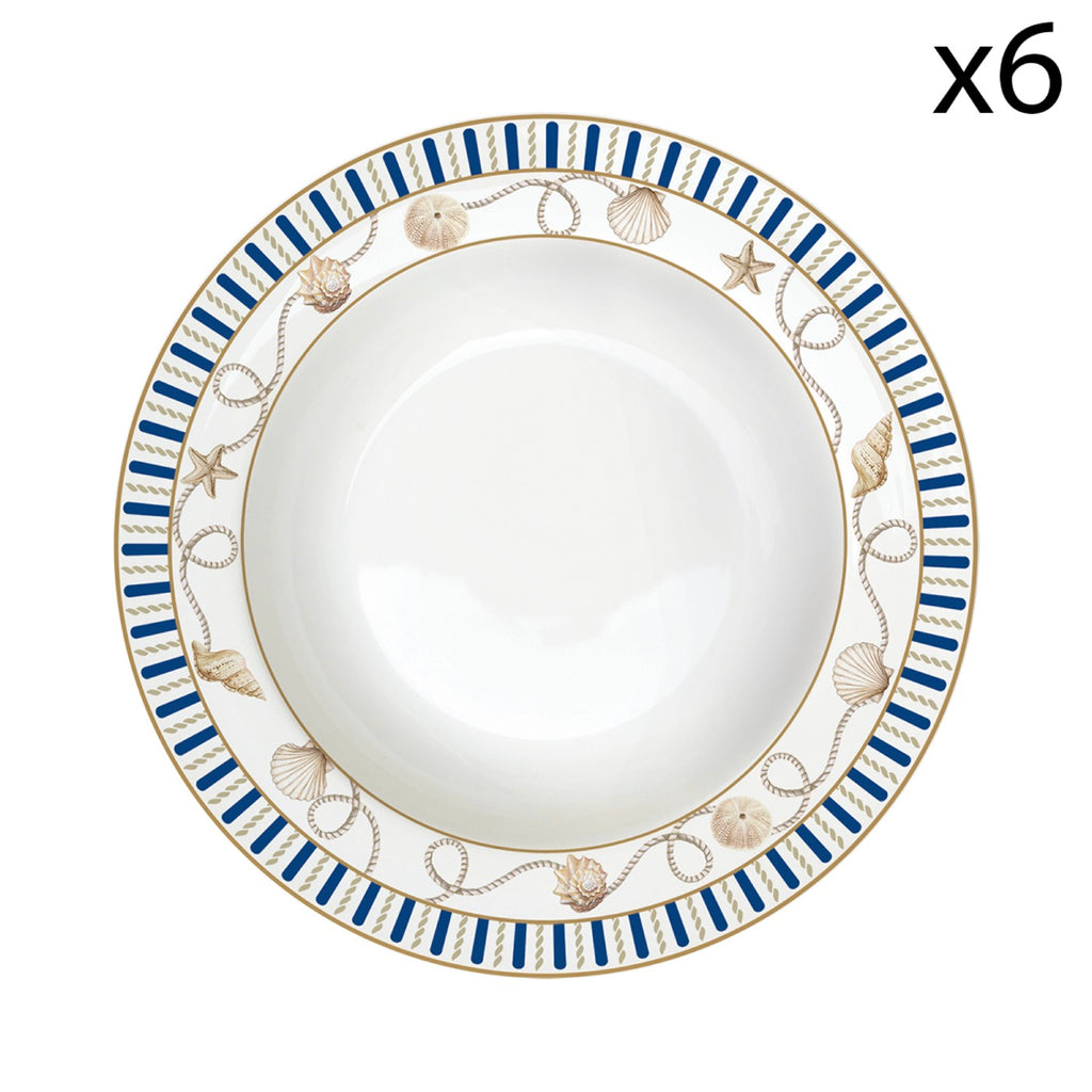 Blue Lighthouse - Set De 6 Assiettes Creuses - Porcelaine - Multicolore