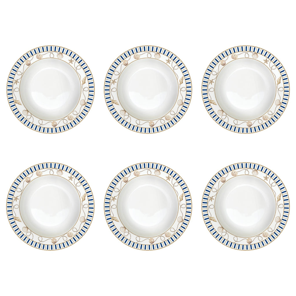 Blue Lighthouse - Set De 6 Assiettes Creuses - Porcelaine - Multicolore