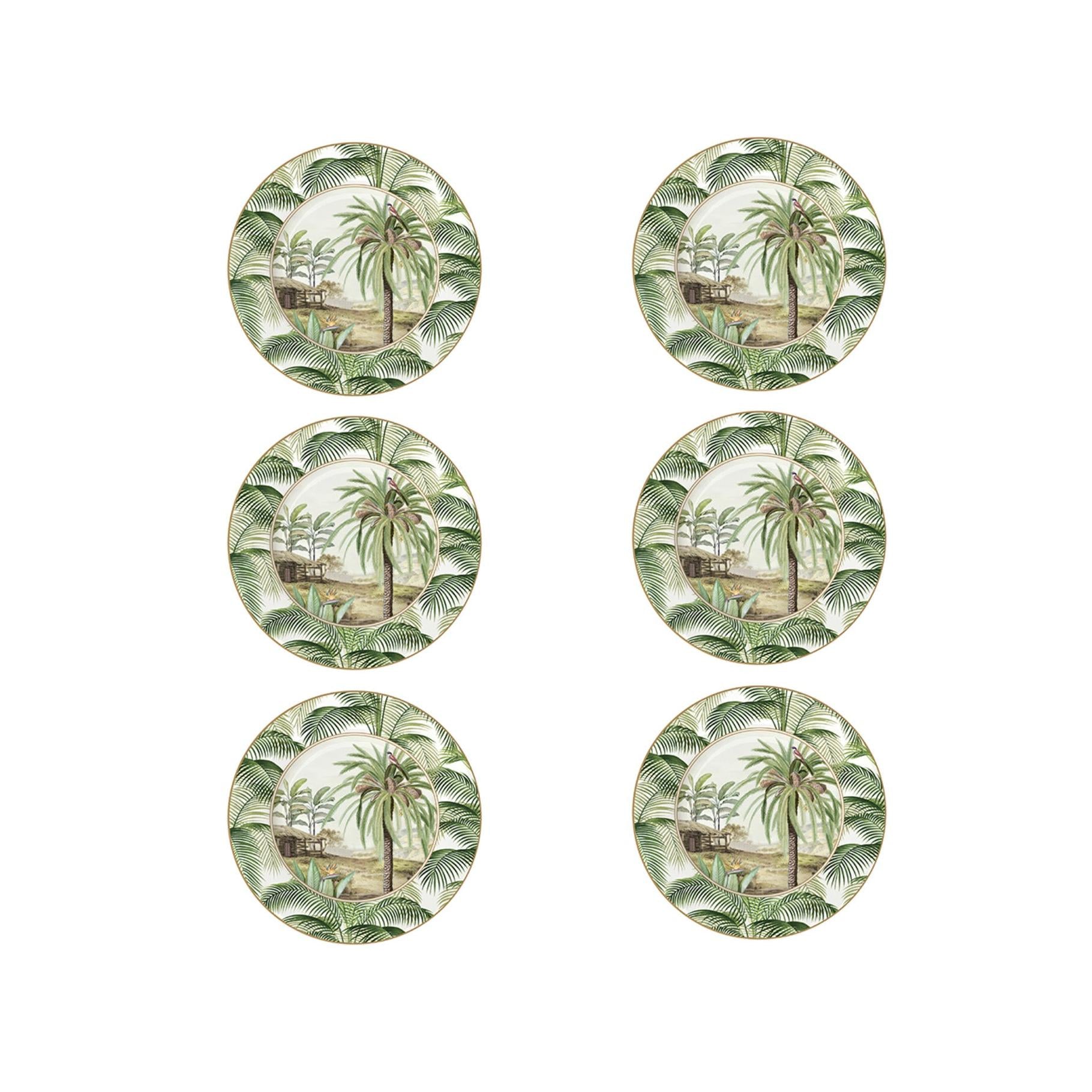 Ceylon - Set De 6 Assiettes À Dessert Version 2 - Porcelaine - Multicolore