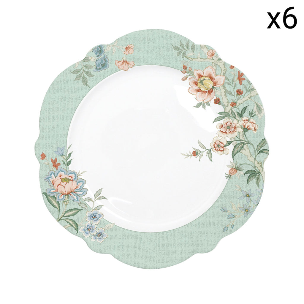 Zen Garden - Set De 6 Assiettes Plates - Porcelaine - Vert