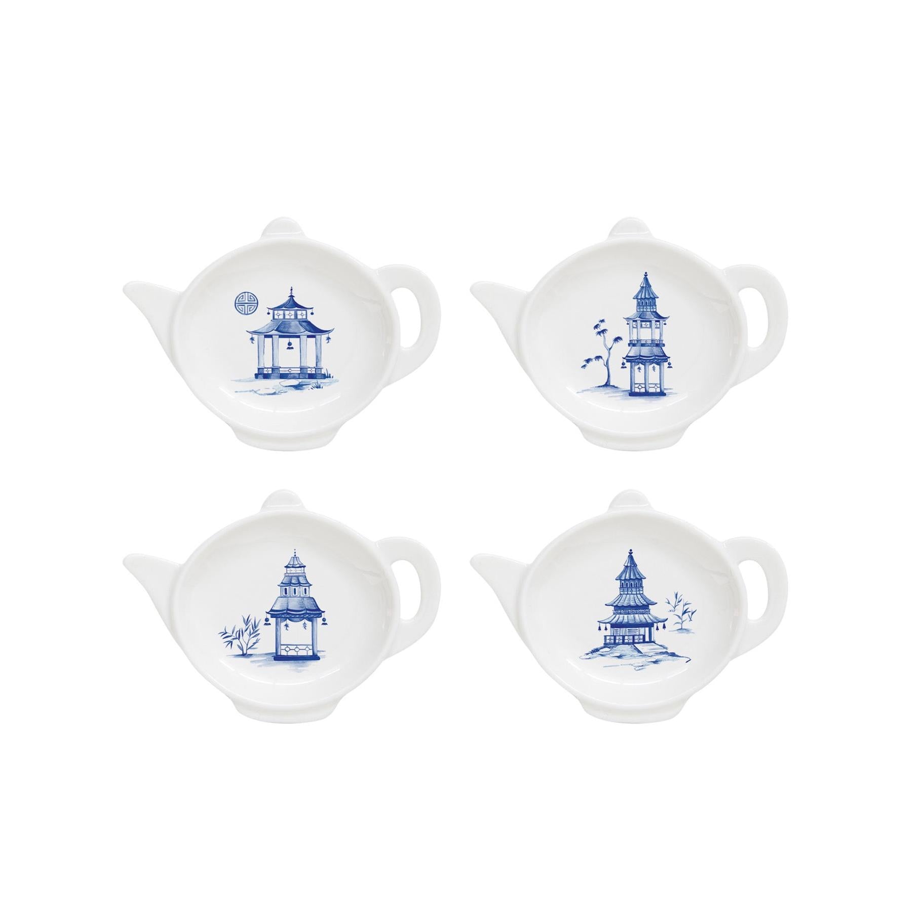 Pagoda - Set De 4 Repose-Sachets Assortis - Porcelaine - Multicolore