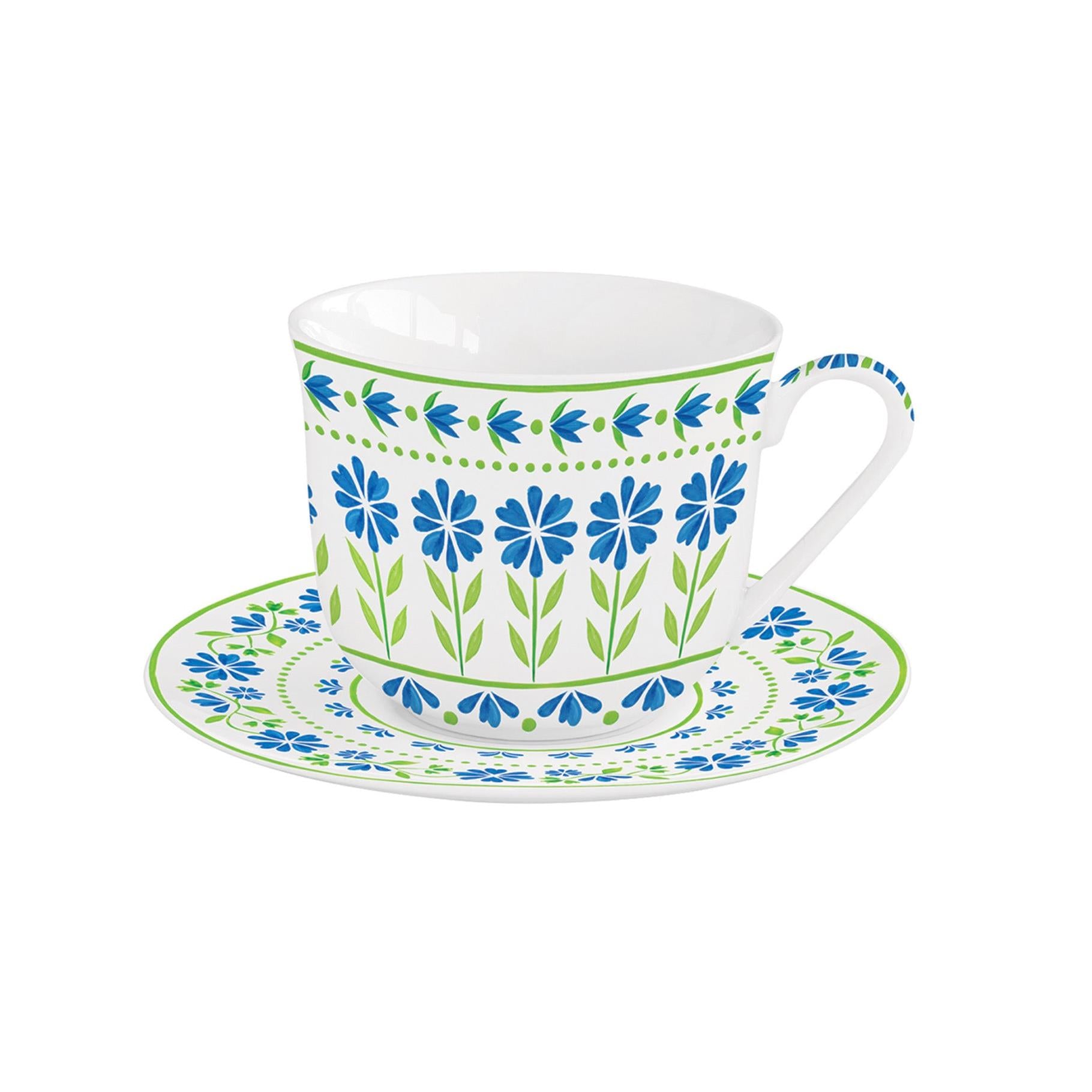 Flowers Garden - Tasse Petit-Déjeuner Avec Soucoupe - Porcelaine - Multicolore