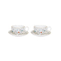 Fleurs Et Papillons - Set De 2 Tasses À Café Avec Soucoupes - Porcelaine - Multicolore