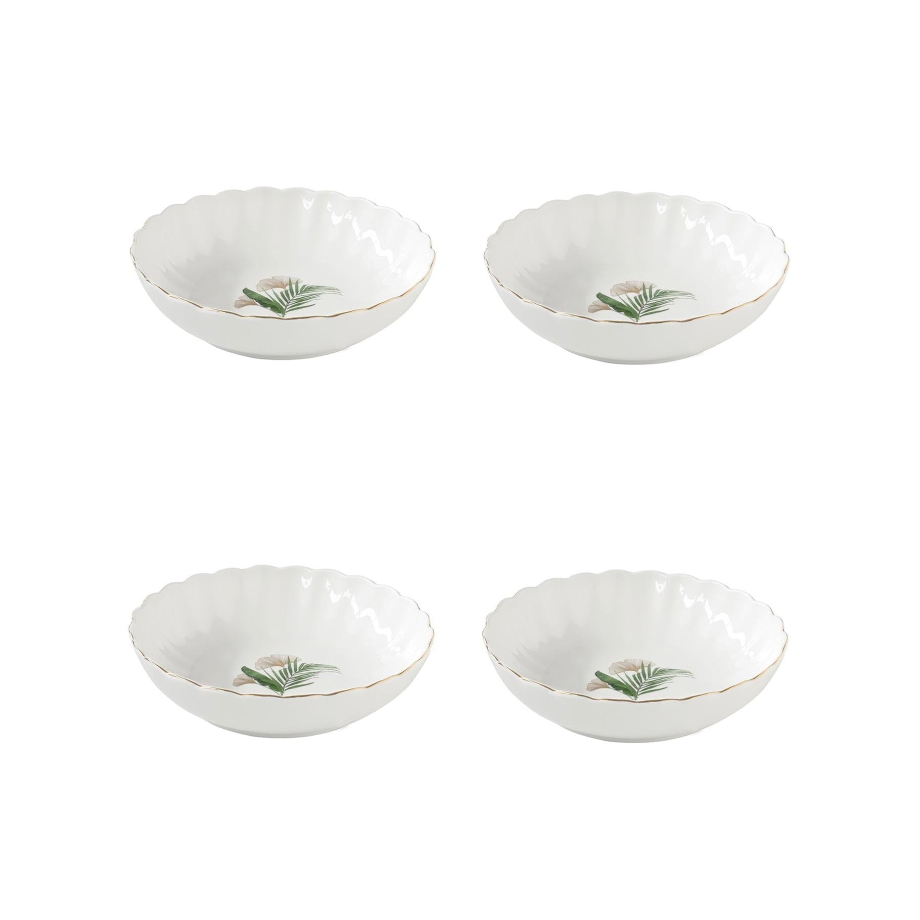 Exotique - Set De 4 Assiettes Creuses - Porcelaine - Multicolore