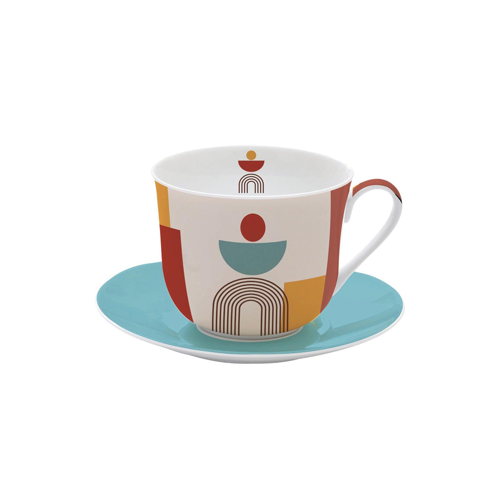 Illusion - Tasse Petit-Déjeuner Avec Soucoupe - Porcelaine Fine - Multicolore