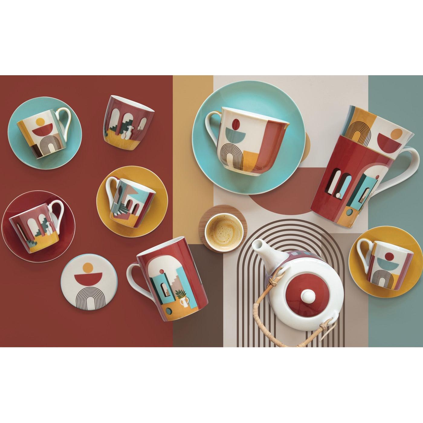 Illusion - Tasse Petit-Déjeuner Avec Soucoupe - Porcelaine Fine - Multicolore