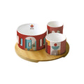 Illusion - Set de Aperitivo Redondo de Bambú con 3 Boles - Porcelana y Bambú - Multicolor