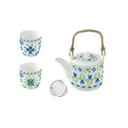 Flowers Garden - Théière Avec Infuseur Métal Et 2 Tasses - Porcelaine - Multicolore