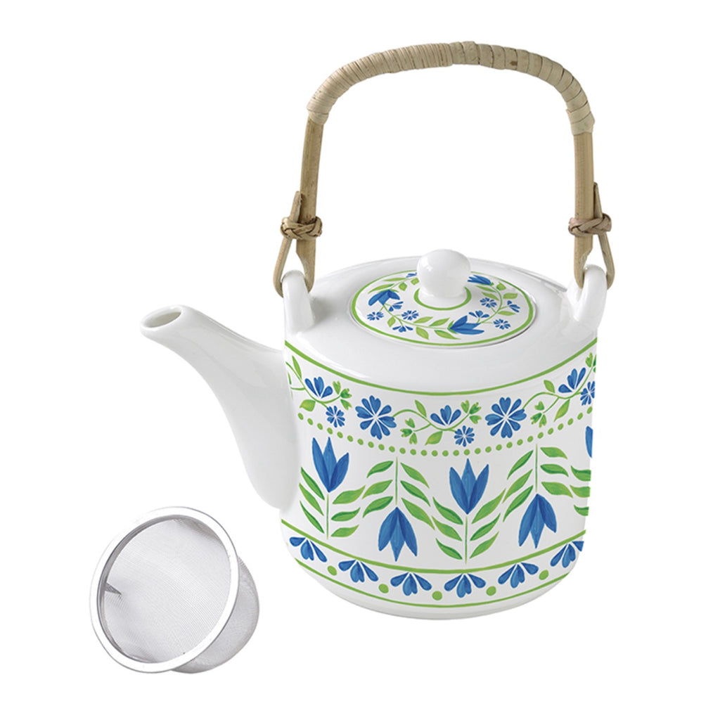 Flowers Garden - Théière Avec Infuseur Métal Et 2 Tasses - Porcelaine - Multicolore