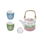 Spring Parade - Théière Avec Infuseur Métal Et 2 Tasses - Porcelaine - Multicolore