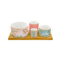 Jardin De Rêves - Bamboo Aperitif Set with 4 Bowls - Porcelain and Bamboo - Multicolour