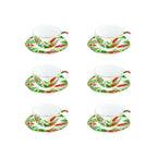 Exotica - Set De 6 Tasses À Café Avec Soucoupes - Porcelaine - Multicolore