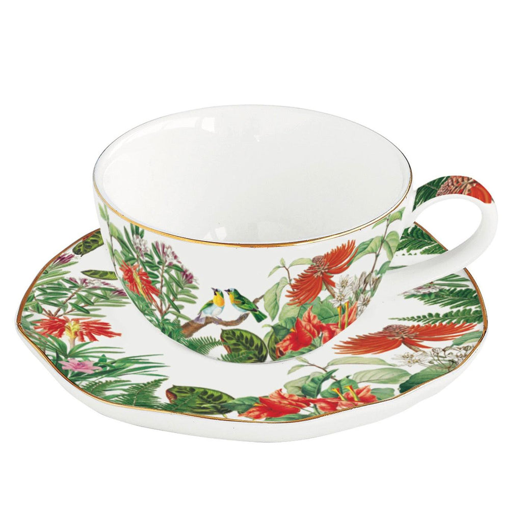 Exotica - Set De 6 Tasses À Café Avec Soucoupes - Porcelaine - Multicolore