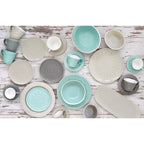 Abitare - Set of 6 Embossed Flat Plates - Porcelain - Aqua