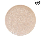 Abitare - Set De 6 Platos Llanos En Relieve - Porcelana - Beige