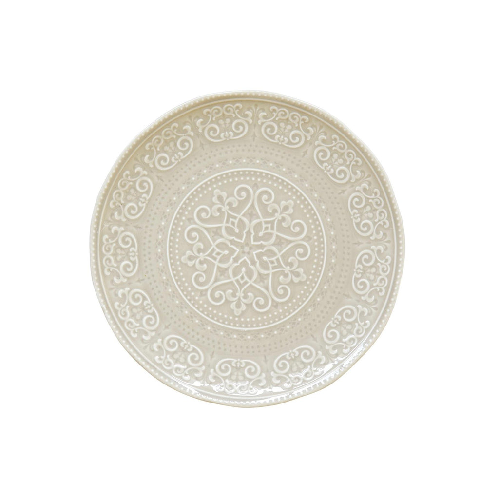 Abitare - Set De 6 Assiettes Plates En Relief - Porcelaine - Rose Clair