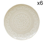 Abitare - Set De 6 Assiettes Plates En Relief - Porcelaine - Rose Clair