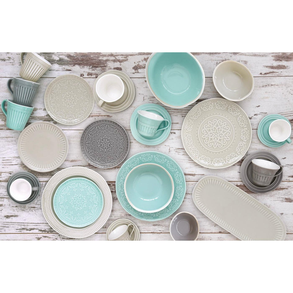 Abitare - Set De 6 Assiettes Plates En Relief - Porcelaine - Rose Clair