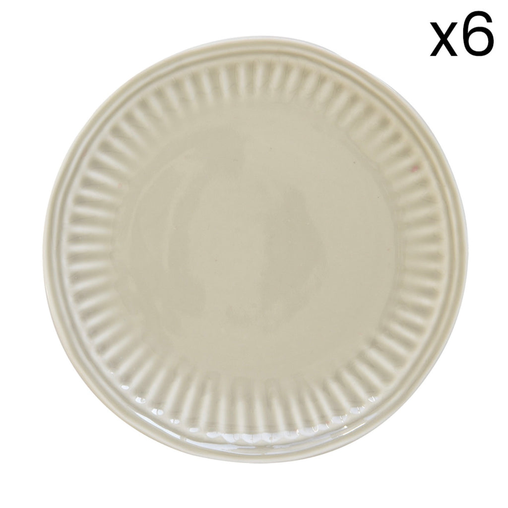 Abitare - Set De 6 Platos De Postre - Porcelana - Gris Claro
