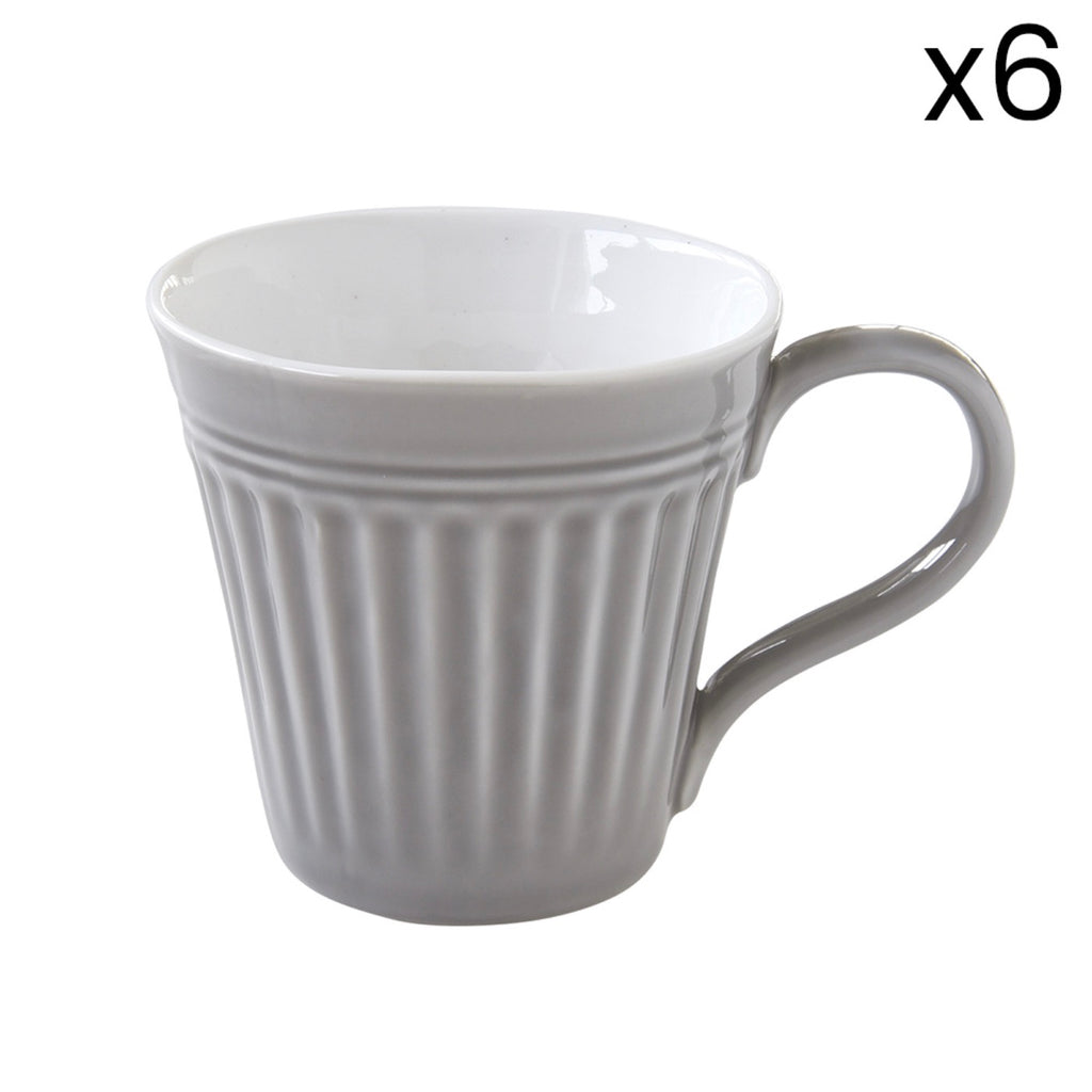 Abitare - Set De 6 Mugs - Porcelaine - Gris Foncé