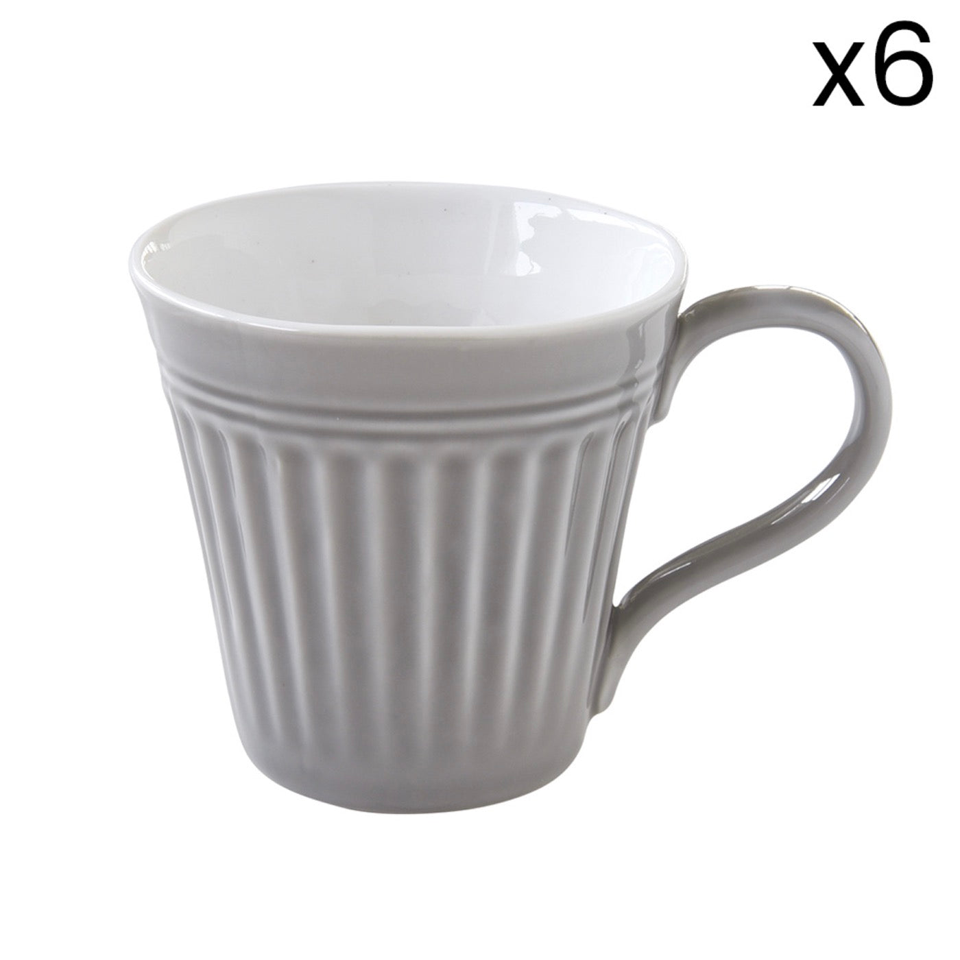 Abitare - Set De 6 Mugs - Porcelaine - Gris Foncé