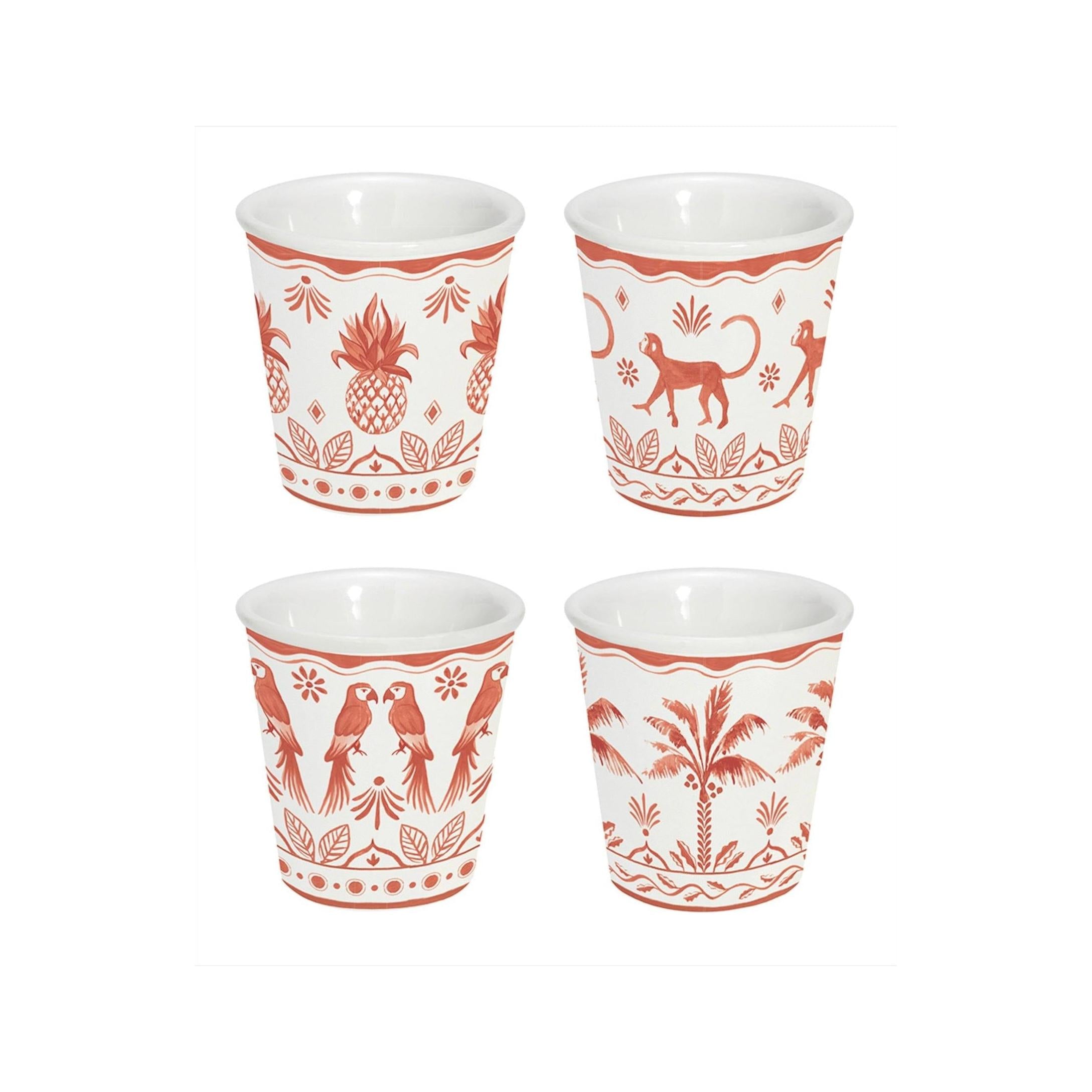 Exotic Vibes - Set De 4 Verres À Café - Porcelaine - Multicolore