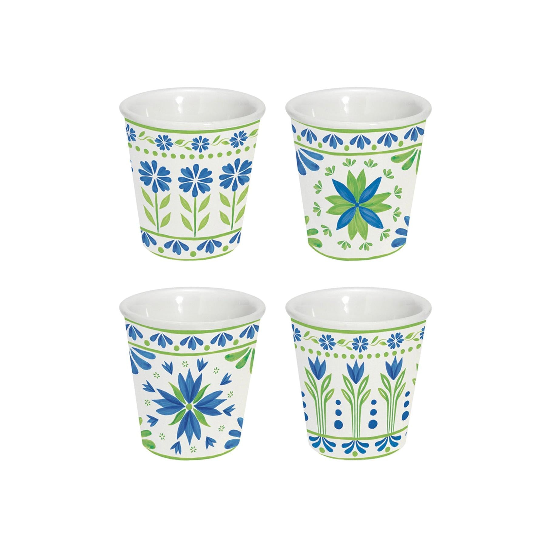 Flowers Garden - Set De 4 Verres À Café - Porcelaine - Multicolore