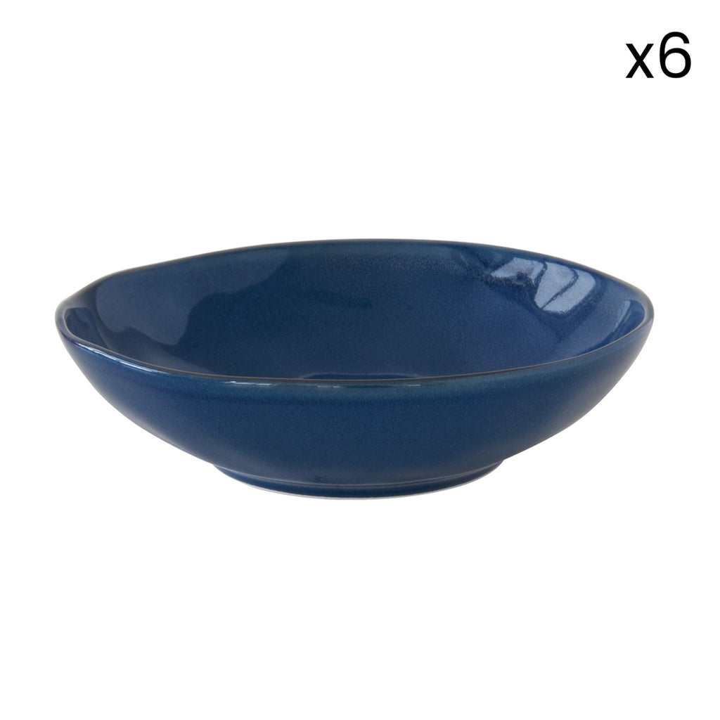 Interiors - Set De 6 Assiettes Creuses - Porcelaine - Bleu