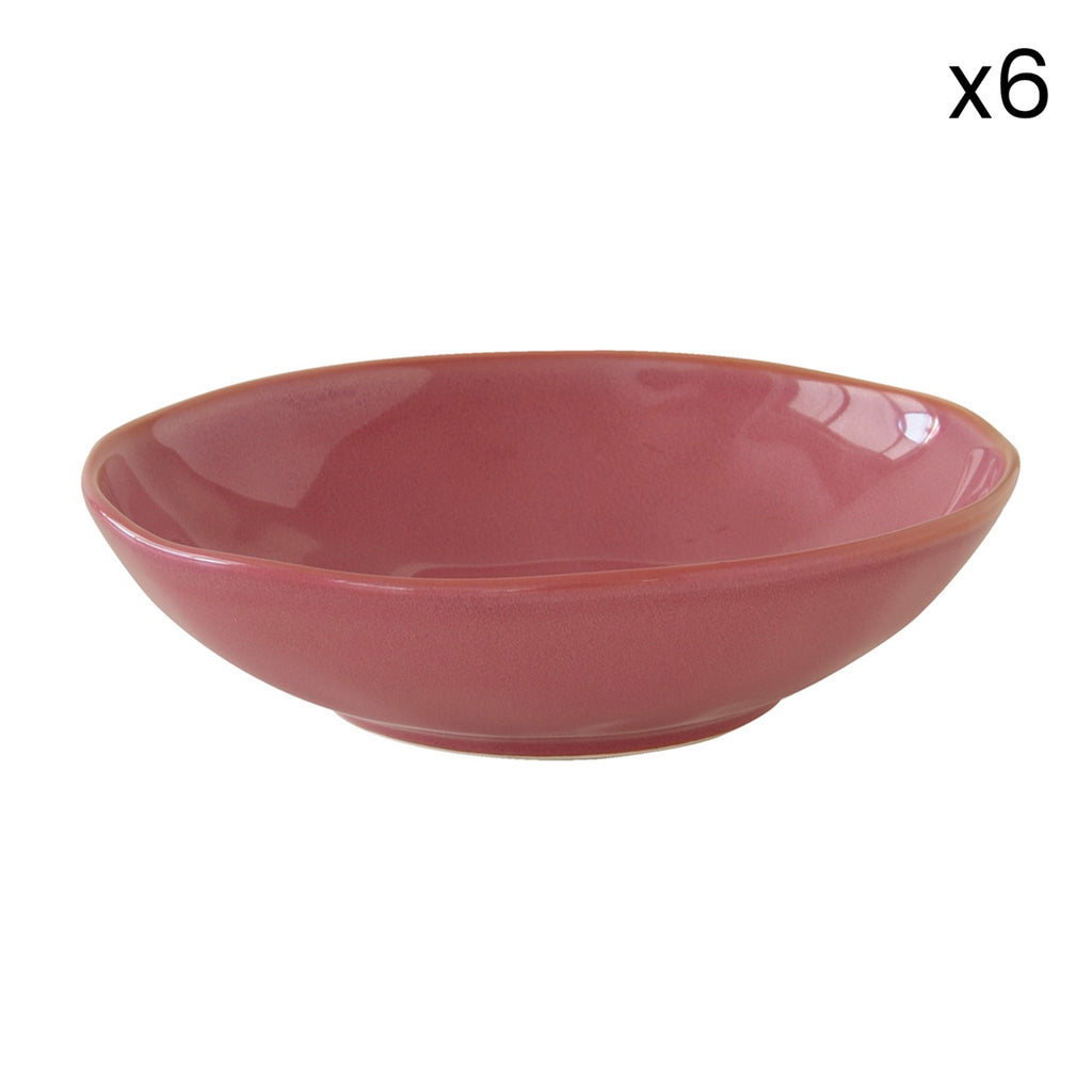 Interiors - Set De 6 Assiettes Creuses - Porcelaine - Bordeaux