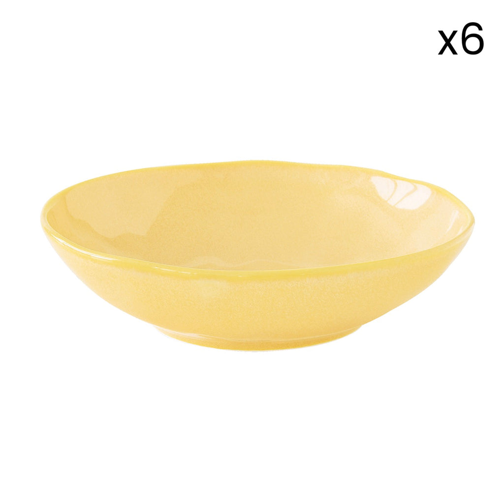 Interiors - Set De 6 Assiettes Creuses - Porcelaine - Jaune