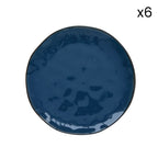 Interiors - Set De 6 Assiettes À Dessert - Porcelaine - Bleu