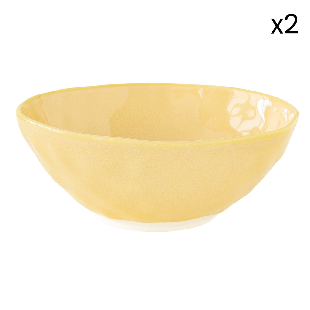 Interiors - Set De 2 Saladiers - Porcelaine - Jaune