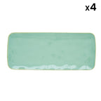 Interiors - Set De 4 Assiettes Rectangulaires - Porcelaine - Aqua