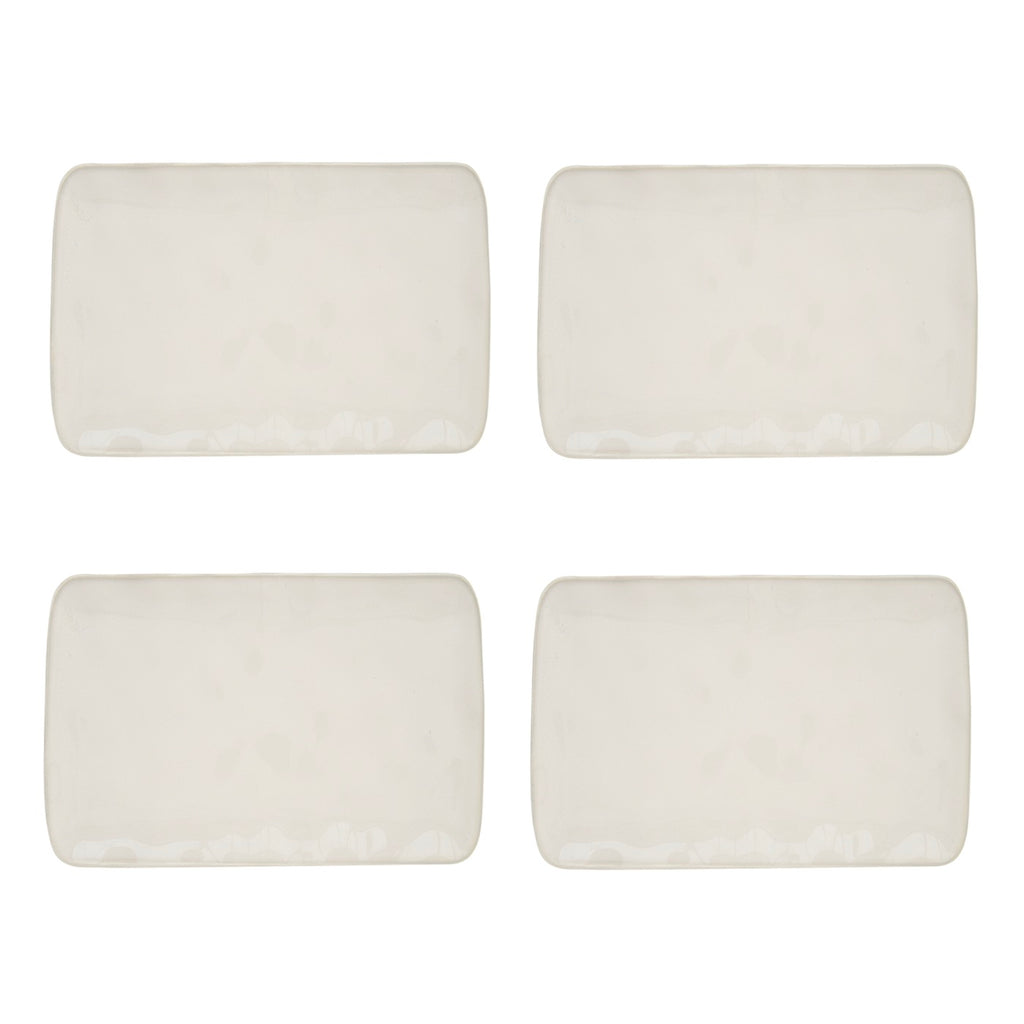Interiors - Set De 4 Assiettes Plates Rectangulaires - Porcelaine - Blanc