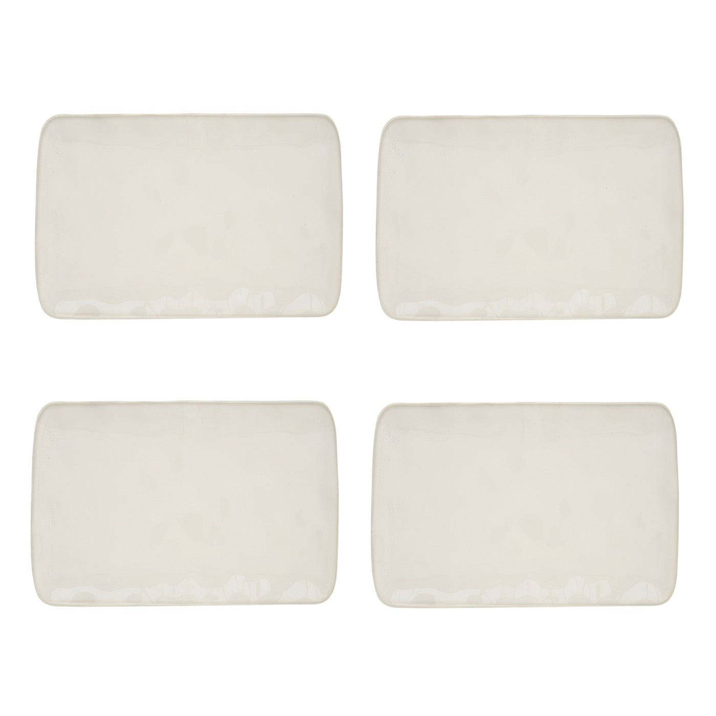 Interiors - Set De 4 Assiettes Plates Rectangulaires - Porcelaine - Blanc