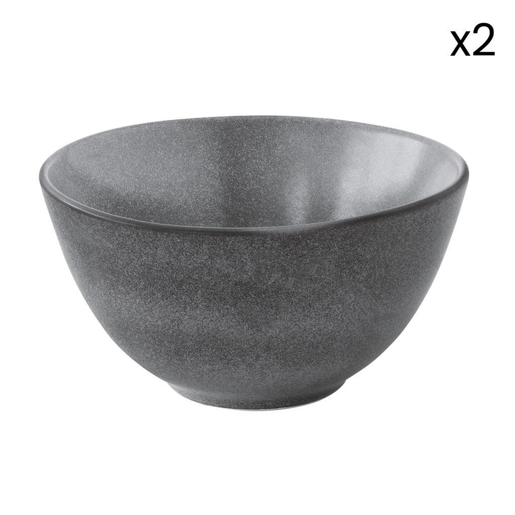 Essential - Set De 2 Saladiers - Grès - Gris Foncé