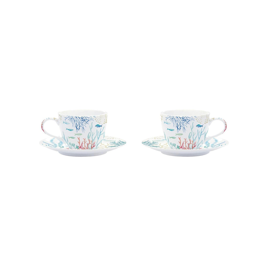 Under The Sea - Set De 2 Tasses À Café Avec Soucoupes - Porcelaine - Multicolore
