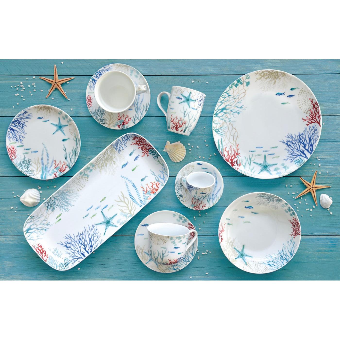 Under The Sea - Set De 2 Tasses À Café Avec Soucoupes - Porcelaine - Multicolore