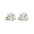 Home & Kitchen - Set De 2 Tasses À Café Avec Soucoupes - Porcelaine - Multicolore