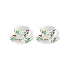 Home & Kitchen - Set De 2 Tasses À Café Avec Soucoupes - Porcelaine - Multicolore