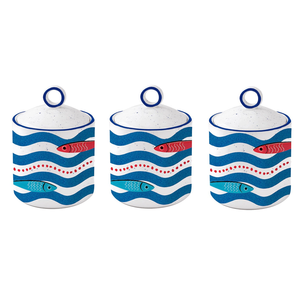 Sardine's Party - Set De 3 Bocaux - Porcelaine - Multicolore