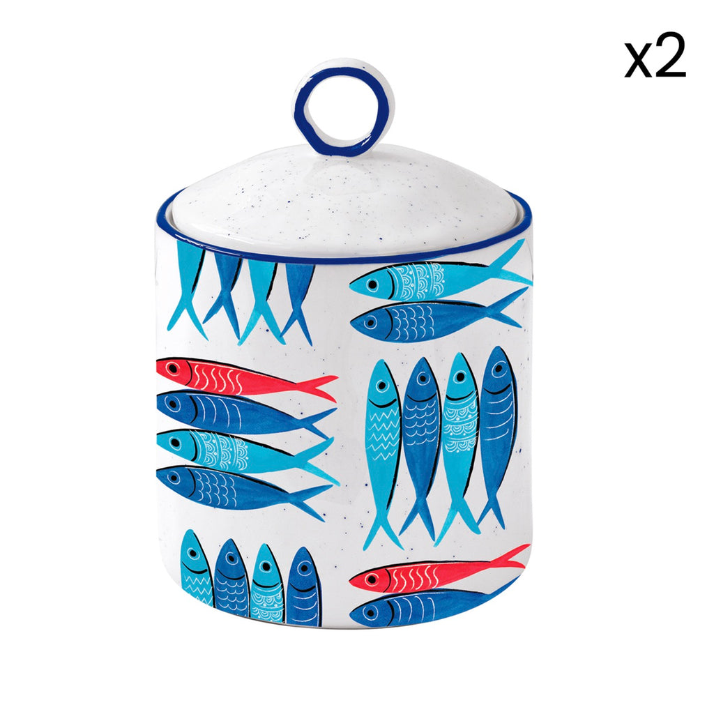 Sardine's Party - Set De 2 Bocaux - Porcelaine - Multicolore