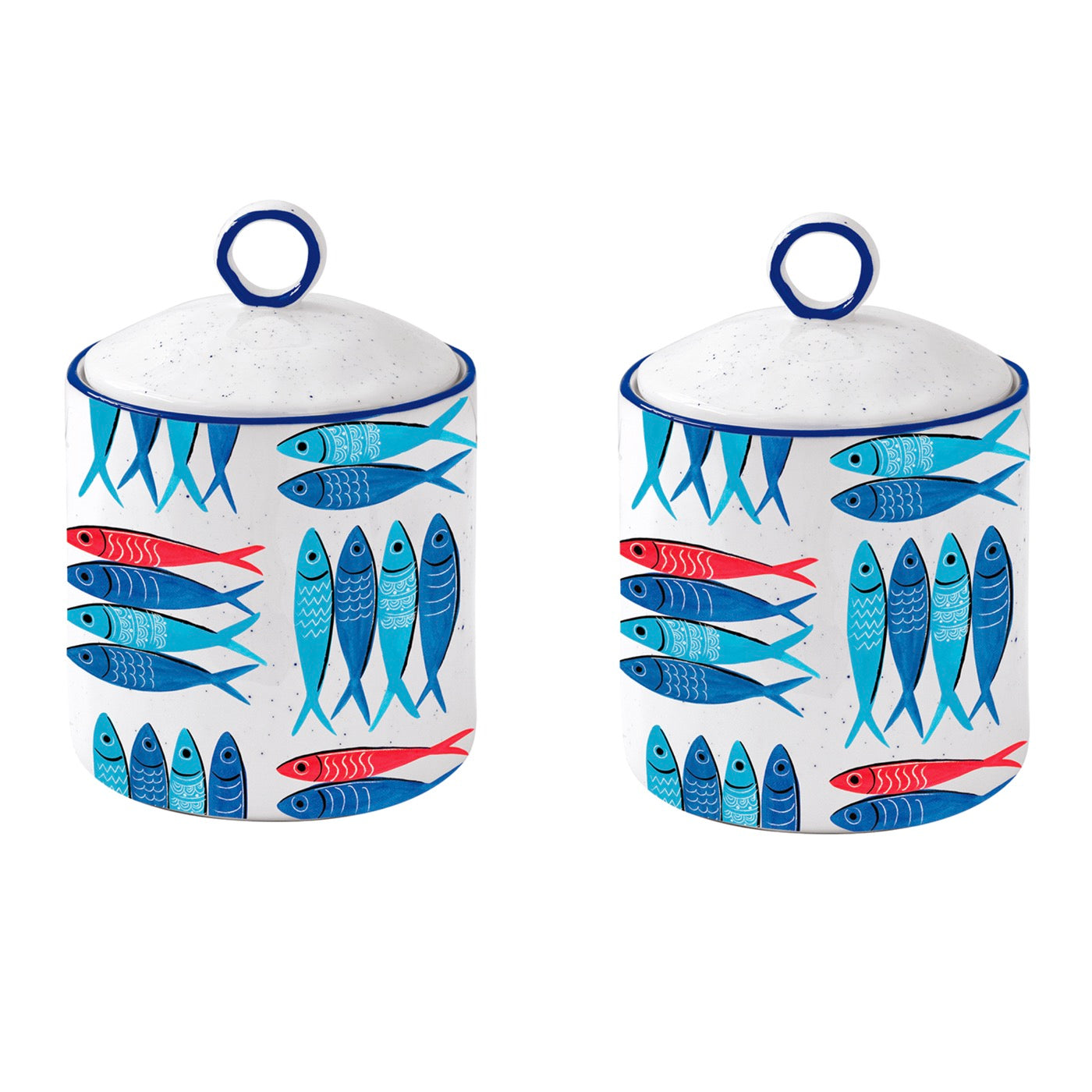 Sardine's Party - Set De 2 Bocaux - Porcelaine - Multicolore