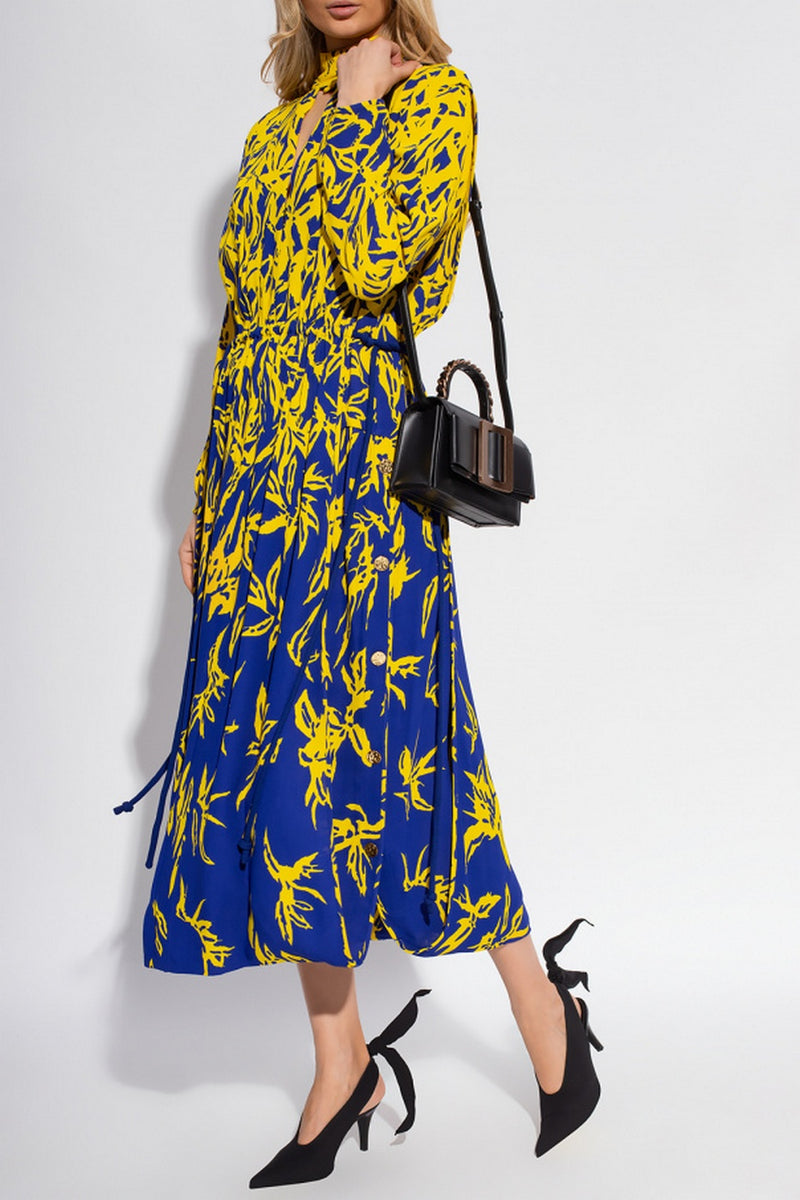 Proenza Schouler - Degrade Floral Long Sleeve Dress - Cobalt Multi - Femme