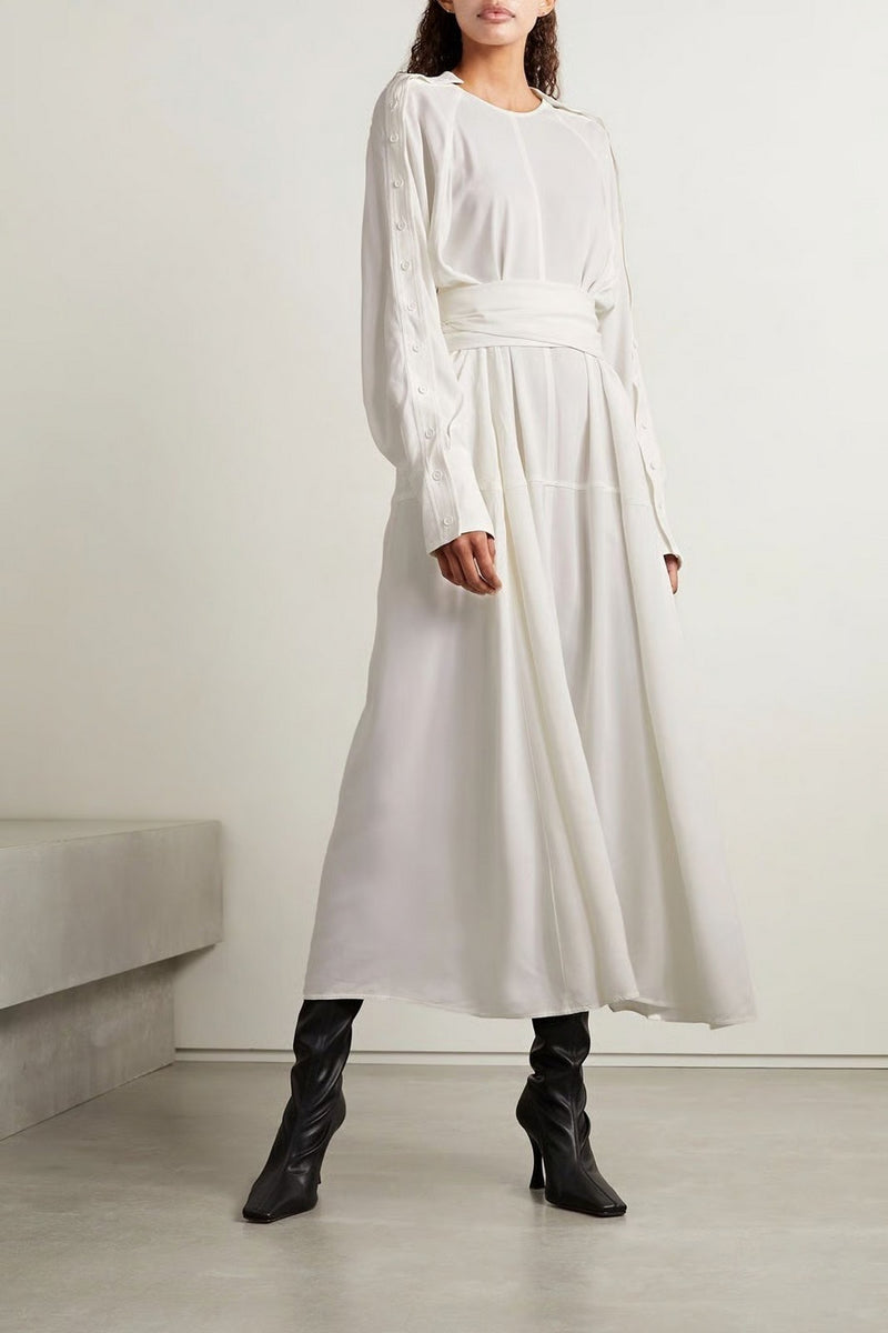 Proenza Schouler - Lightweight Crepe Belted Dress - Off White - Femme