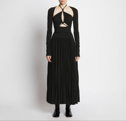 Proenza Schouler - Pleated Matte Jersey Halter Dress - Black - Femme