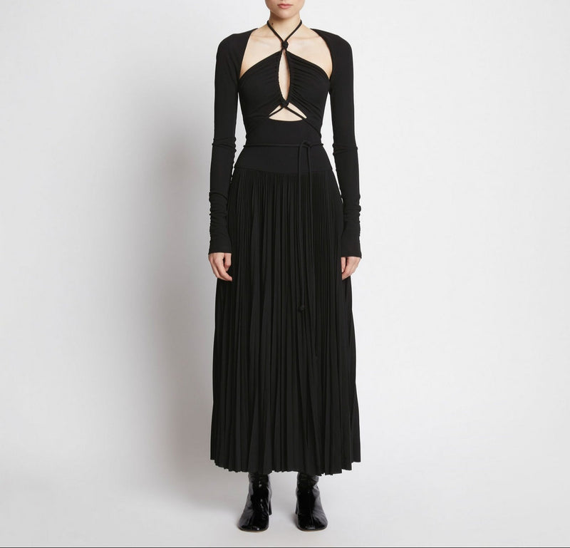 Proenza Schouler - Pleated Matte Jersey Halter Dress - Black - Femme