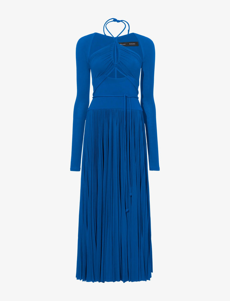 Proenza Schouler - Pleated Matte Jersey Halter Dress - Blue - Femme
